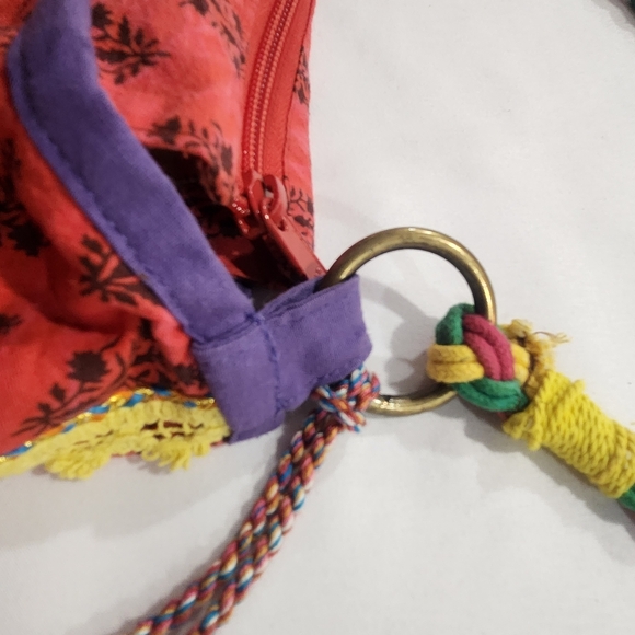 Colourful Amiani Boho Embroidered Fabric Slouchy Satchel - Picture 12 of 16